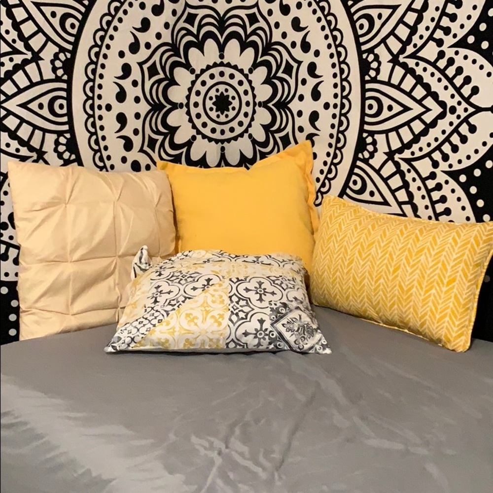 Yellow throw pillows